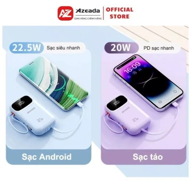 Sạc Dự Phòng 22.5W P03 20.000mAh/10.000mAh - 3 Dây Sạc Nhanh + Màn Hình LED