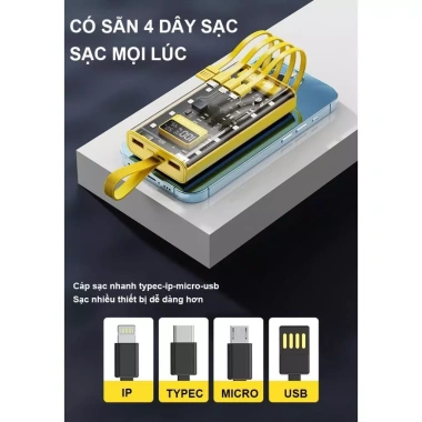 Sạc Dự Phòng 30.000mAh 120W 4 Cổng Màn Hình LED Sạc Nhanh Giá Ưu Đãi 199k