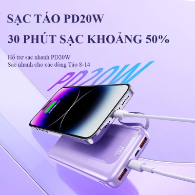 Sạc Dự Phòng 30.000mAh 22.5W LED Lớn, 4 Cổng USB-A/C, Sạc Nhanh Mọi Máy - 329.000đ