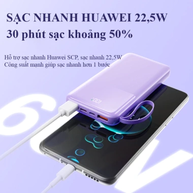 Sạc Dự Phòng 30.000mAh 22.5W LED Lớn, 4 Cổng USB-A/C, Sạc Nhanh Mọi Máy - 329.000đ