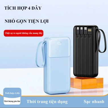 Sạc Dự Phòng 30.000mAh 22.5W PD 4 Dây Sạc Nhanh Màn Hình LED Sạc Nhiều Thiết Bị Giá 329k