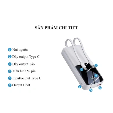 Sạc Dự Phòng 30.000mAh 22.5W PD QC3.0 – Màn Hình LED, Dung Lượng Lớn, Tương Thích Mọi Thiết Bị 6