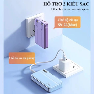 Sạc dự phòng 30.000mAh + Cốc sạc 22.5W, AC 2 cáp Type-C/LN, màn hình pin, chỉ 399.000 VND