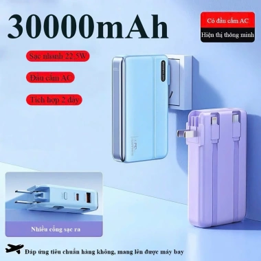 Sạc Dự Phòng 30.000mAh Đa Năng Sạc Nhanh 22.5W Dây Sạc - Giá Ưu Đãi 399k 5 Sạc Dự Phòng 30.000mAh Đa Năng Sạc Nhanh 22.5W Dây Sạc - Giá Ưu Đãi 399k 5