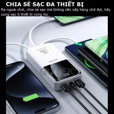 Sạc dự phòng 30.000mAh Gutek GT69 - Sạc nhanh PD 20W, pin dung lượng lớn kèm dây sạc 5