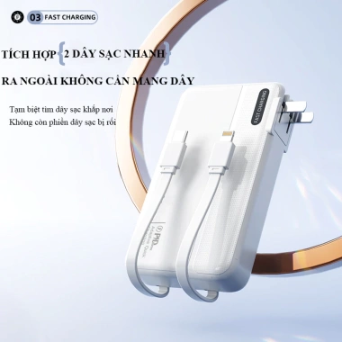 Sạc Dự Phòng 30.000mAh - Sạc Nhanh 22.5W PD20, tích hợp 2 dây, cắm AC, màn hình hiển thị pin, giá ưu đãi 399k 4 Sạc Dự Phòng 30.000mAh - Sạc Nhanh 22.5W PD20, tích hợp 2 dây, cắm AC, màn hình hiển thị pin, giá ưu đãi 399k 4