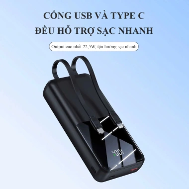 Sạc Dự Phòng 30.000mAh, Sạc Nhanh QC 22.5W, Đồng Thời Sạc 3 Thiết Bị - Giá 299k 3