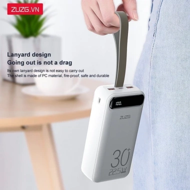 Sạc dự phòng 30.000mAh ZUZG J31 – Sạc nhanh 22.5W, ABS chịu lửa, giá chỉ 525.000₫