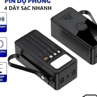 Sạc Dự Phòng 50.000-80.000mAh 120W Sạc Nhanh, Tặng Cáp và Nhiều Dây, Dung Lượng Lớn Giá 295.000 VND