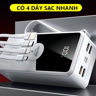Sạc Dự Phòng 50.000-80.000mAh 120W Sạc Nhanh, Tặng Cáp và Nhiều Dây, Dung Lượng Lớn Giá 295.000 VND