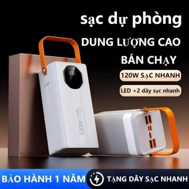 Sạc Dự Phòng 50.000-80.000mAh Siêu Dung Lượng, Sạc Nhanh 120W + Cáp Sạc Nhanh, Đa Dây, Giá 285.000đ