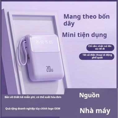 Sạc dự phòng 50.000mAh 120W bảo hành 2 năm, kèm dây kép và 4 cục sạc cùng lúc - Giá 198.000 VND