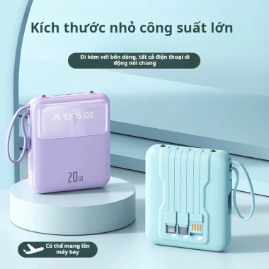 Sạc dự phòng 50.000mAh 120W bảo hành 2 năm, kèm dây kép và 4 cục sạc cùng lúc - Giá 198.000 VND