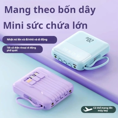 Sạc dự phòng 50.000mAh 120W bảo hành 2 năm, kèm dây kép và 4 cục sạc cùng lúc - Giá 198.000 VND