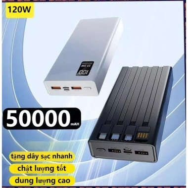 Sạc dự phòng 50.000mAh 120W nhanh, dung lượng lớn kèm dây cắm đa điện thoại - 215k 5 Sạc dự phòng 50.000mAh 120W nhanh, dung lượng lớn kèm dây cắm đa điện thoại - 215k 5