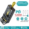 Sạc dự phòng 50.000mAh 120W nhanh, tặng cáp sạc, nhiều dây - Giá 185.000₫ 6