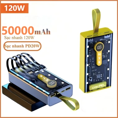 Sạc dự phòng 50.000mAh 120W nhanh, tặng cáp sạc, nhiều dây - Giá 185.000₫ 8