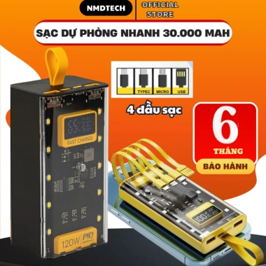 Sạc dự phòng 50.000mAh 4 cáp sạc nhanh 22.5W, tích hợp đèn ngủ, tương thích mọi máy - Giá 199.900₫