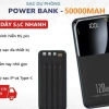 Sạc Dự Phòng 50.000mAh 80.000mAh, 4 Dây 120W + Đèn, Tặng Dây Sạc Nhanh - 238k