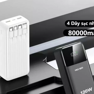 Sạc Dự Phòng 50.000mAh 80.000mAh, 4 Dây 120W + Đèn, Tặng Dây Sạc Nhanh - 238k 3
