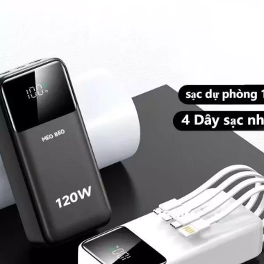 Sạc Dự Phòng 50.000mAh 80.000mAh, 4 Dây 120W + Đèn, Tặng Dây Sạc Nhanh - 238k 4
