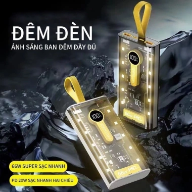 Sạc dự phòng 50.000mAh trong suốt 22.5W 2 cổng Type‑C 20W kèm 4 đầu sạc 329.000₫ 9 Sạc dự phòng 50.000mAh trong suốt 22.5W 2 cổng Type‑C 20W kèm 4 đầu sạc 329.000₫ 9