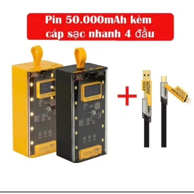 Sạc Dự Phòng 50.000mAh Trong Suốt Check‑in Máy Bay - Sạc Nhanh 22.5W, Đầu Sạc Đa Dụng, LED Hiển Thị, Giá 329.000₫
