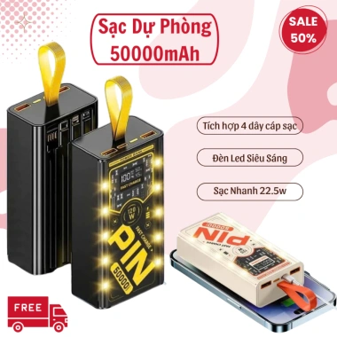 Sạc dự phòng 50.000mAh trong suốt, PD 22.5W sạc nhanh, 10 LED tích hợp, giá chỉ 200.000đ 2