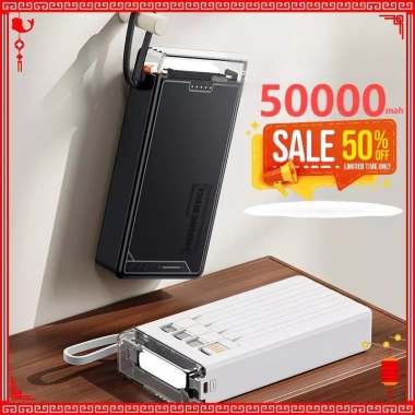 Sạc dự phòng 50.000mAh trong suốt PD120W/20W, đèn LED chiếu sáng, giảm giá 520k bảo hành 4
