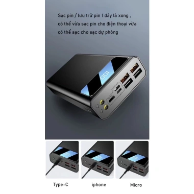 Sạc dự phòng 50.000mAh/40.000mAh dung lượng lớn, 4 đầu vào 3 đầu ra, sạc nhanh - Giá 300.000đ