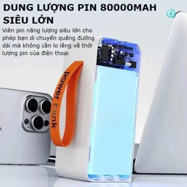Sạc dự phòng 80.000mAh 120W sạc nhanh, pin lớn, đa cổng - Giá 590.000 VND 3 Sạc dự phòng 80.000mAh 120W sạc nhanh, pin lớn, đa cổng - Giá 590.000 VND 3