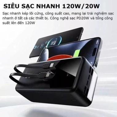 Sạc dự phòng 80.000mAh 120W sạc nhanh, pin lớn, đa cổng - Giá 590.000 VND