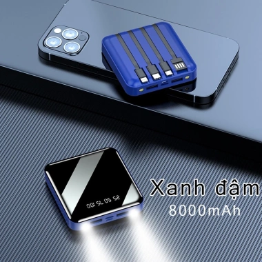 Sạc dự phòng 8.000/20.000mAh dung lượng lớn, đèn pin, màn hình LED hiển thị % pin, kèm 4 cáp - Giá 105.000 VND 10
