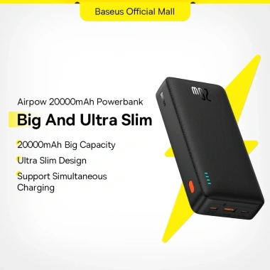 Sạc dự phòng Airpow BASEUS 20.000mAh 20W sạc nhanh cho iPhone 15/14/13/12 & Xiaomi - Giá ưu đãi 339k