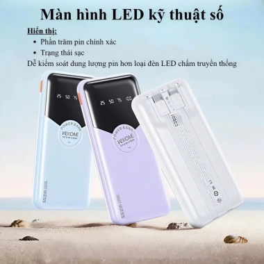 Sạc dự phòng AK 121 20.000mAh - Pin dung lượng lớn, tích hợp dây sạc nhanh cho mọi điện thoại, giảm giá 20% 235.000₫ 8