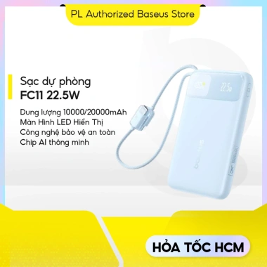 Sạc Dự Phòng Baseus FC11 10.000/20.000mAh 22.5W PD - 4 Cổng, 2 Cáp, Bảo Hành Chính Hãng - 599k