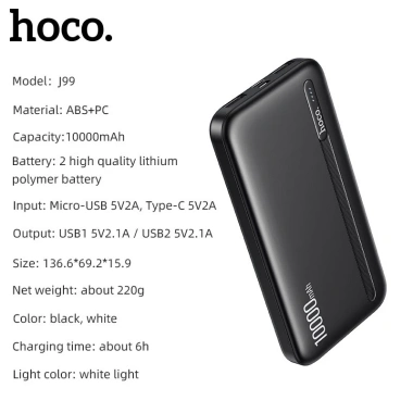 Sạc dự phòng chính hãng HOCO J72 J100 10.000mAh - Nhanh, An toàn, Giá 129.999 VND