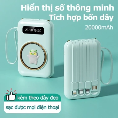 Sạc dự phòng DINISHI 10.000-20.000mAh cao cấp, tích hợp 4 dây sạc, giá chỉ 126.650 VND