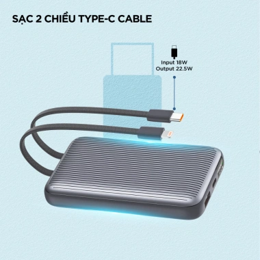 Sạc Dự Phòng Energizer 10.000mAh 22.5W - Tích Cáp Lightning va Type-C, Chính Hãng, Bảo hành 1 năm, Giá ưu đãi 800k 5