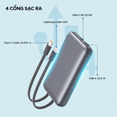 Sạc Dự Phòng Energizer 10.000mAh 22.5W - Tích Cáp Lightning va Type-C, Chính Hãng, Bảo hành 1 năm, Giá ưu đãi 800k 6