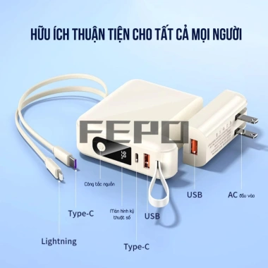 Sạc dự phòng FEPO sạc nhanh, nhỏ gọn - Thiết bị thông minh cho công việc và du lịch, chỉ 550k 5