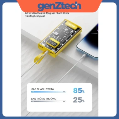 Sạc Dự Phòng GenZtech 120W 30.000mAh, 4 Cổng Sạc Nhanh 22,5W, Tích Hợp, Phù Hợp Mọi Loại Máy, Giá 175k