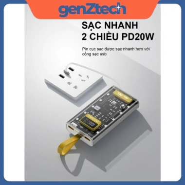 Sạc Dự Phòng GenZtech 120W 30.000mAh, 4 Cổng Sạc Nhanh 22,5W, Tích Hợp, Phù Hợp Mọi Loại Máy, Giá 175k