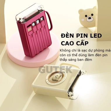 Sạc dự phòng Gutek YM833 20.000mAh sạc nhanh, dung lượng lớn, có dây - 139.000₫ 2