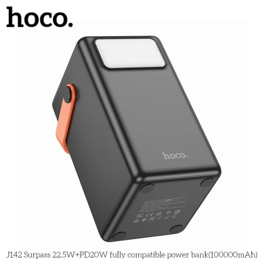 Sạc dự phòng Hoco J142 100.000mAh sạc nhanh 22.5W PD20W, đèn pin LED, giá 1.18tr