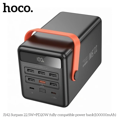 Sạc dự phòng Hoco J142 100.000mAh sạc nhanh 22.5W PD20W, đèn pin LED, giá 1.18tr