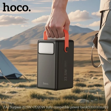 Sạc dự phòng Hoco J142 100.000mAh sạc nhanh 22.5W PD20W, đèn pin LED, giá 1.18tr
