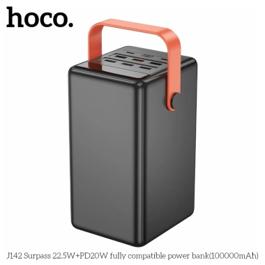 Sạc dự phòng Hoco J142 100.000mAh sạc nhanh 22.5W PD20W, đèn pin LED, giá 1.18tr