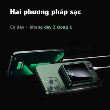 Sạc dự phòng hút nam châm 22.5W siêu mỏng, sạc nhanh 20.000/30.000mAh không dây 5