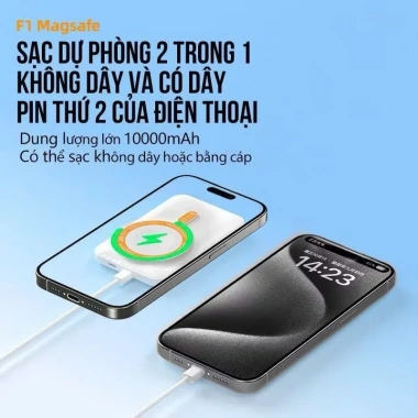 Sạc Dự Phòng Không Dây 10.000mAh + Quạt Tản Nhiệt, Sạc Siêu Nhanh, Kèm Cáp Dự Phòng - Giá 329k